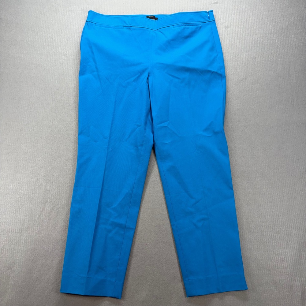 Talbots Chatham Ankle Pants Womens 16 Blue Stretch Side Zip Slim Leg Trouser